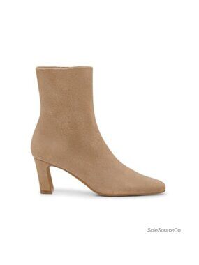 Faux Suede Square Toe Ankle Booties Chunky Block Heel Side Zip Dress Boots